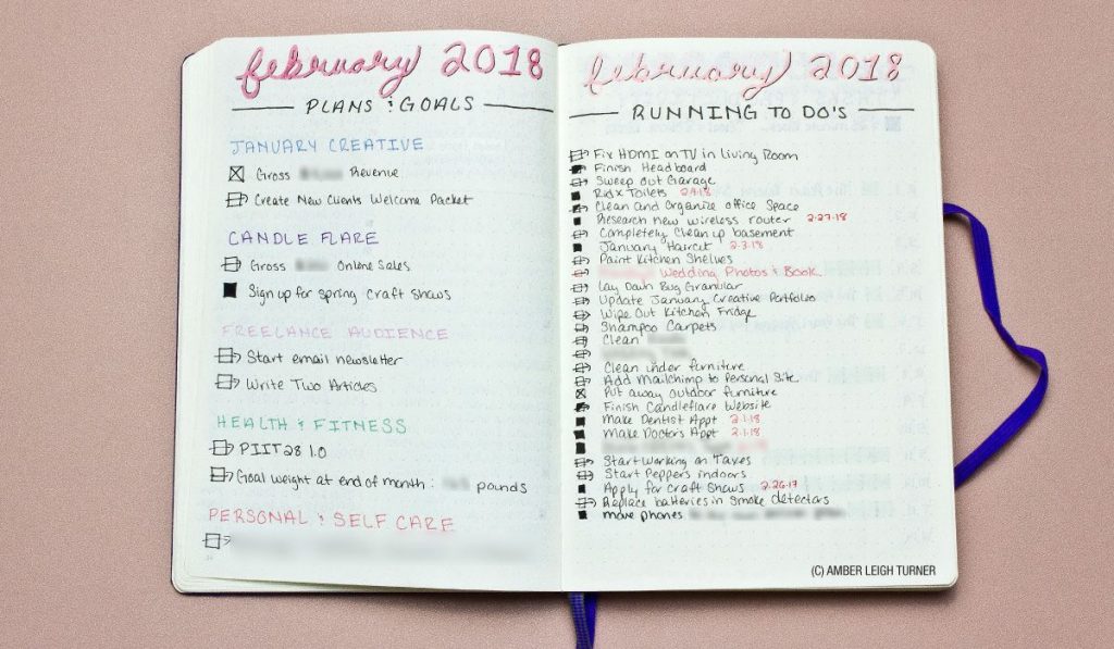 February 2018 Goal Setting Bujo Page